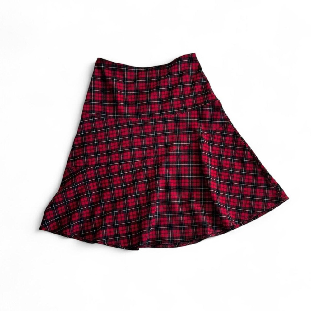 VINTAGE 2000s Red Plaid Skirt Y2K Viv Westwood Style- L, fits a M 28" waist